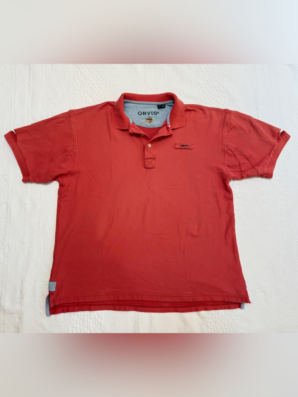 Orvis Distressed Polo Shirt Men’s Large Salmon